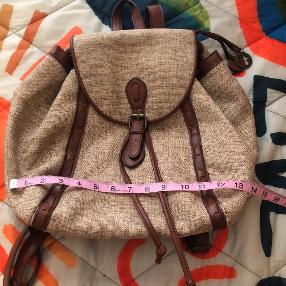 Lucky Brand Burlap Rucksack - Picture 2 of 9